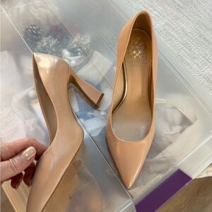 Vince Camuto Nude Block Heel Pumps
